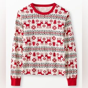 C Hanna Andersson Deer Red & White Family Christmas Pajamas Top 18-24 Mos NWT